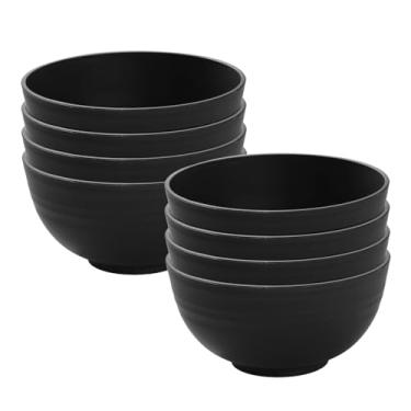 Imagem de SANLUNS Tigelas inquebráveis para sopa/palha de trigo - Tigelas de sopa e salada seguras para micro-ondas e lava-louças, conjunto de 8, 737 g, sem BPA, ecológico para cozinha, preto