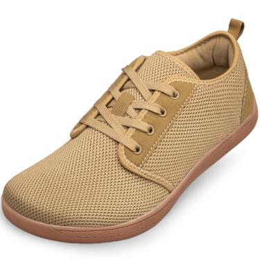 Imagem de TIANYUQI Tênis feminino de bico largo, minimalista, descalço zero queda, feminino, largura, tênis de corrida para trilha, confortável, leve, Marrom claro, 6 Wide