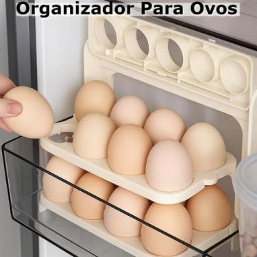 Imagem de Organizador Para Ovos Suporte Cozinha Casa Dispenser Dobrável 3 Andare