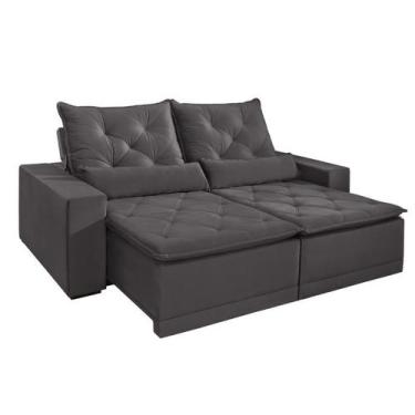 Imagem de Sofá Retrátil e Reclinável 4 Lugares Jade Vivaro Decor Suede Cinza