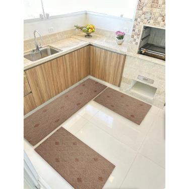 Imagem de Kit 3 Peças PS Jogo Tapete Cozinha Largo 0,66 Antiderrapante