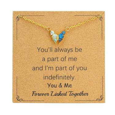 Imagem de SOPIFY Colar feminino com pedra do mês de nascimento de borboleta, dourado, delicado para mãe, filha, irmã, avó, neta, amigas, melhores presentes de pedra do mês de nascimento, Adjustable, Cobre, Sem