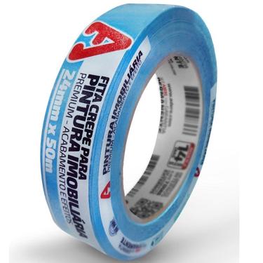 Imagem de Fita Crepe Azul Neon Pintura Imobiliaria Parede 24MM X 50M Adere