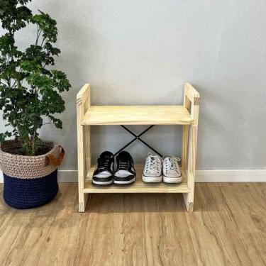 Imagem de Sapateira Banco de Madeira Pinus Linea Natural - ArtFactory Design