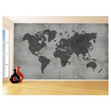 Imagem de Papel De Parede 3D Mapa Mundi Cimento Concreto 3,5M Nmu28 - Você Decor