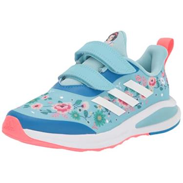 Imagem de adidas Tênis de corrida infantil Fortarun, céu nebuloso/branco/turbo (branco neve), 10 EUA unissex infantil, Céu nebuloso/branco/turbo (branco neve)