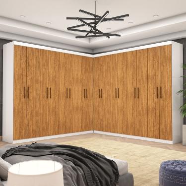 Imagem de Closet Casal Duplo Rubi Premium 16 Portas 8 Gavetas Carioca Móveis - Branco Cinamomo