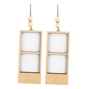 Imagem de Ｂｅｓｇａ 2 peças moldura de madeira para fotos enfeite pendurado lembrancinha de festa amigos família porta-retratos compacto pingentes de carro para sala de, 11.5 X 4.7 X 0.8 Cm