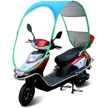 Imagem de Universal Bicicleta Elétrica Totalmente Fechada Dobrável Guarda-chuva Impermeável Motocicleta Cópia Moto Telhado Motor Bicicleta Viseira De Sol Sombra Tenda Guarda-chuva Pára-brisa, Blue