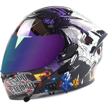 Imagem de Capacete Bluetooth De Motocicleta Modular, Capacete De Motocicleta Flip Up Ti-collision Capacete Integral Ti-fog Com Guarda-sol Duplo Capacete De Motocicleta Flip De Segurança C, C, M(57~58cm)