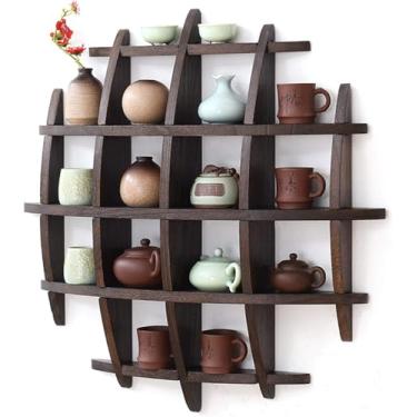 Imagem de Prateleira De Parede De Madeira, Prateleira De Exposição, Prateleira De Curiosidades, Para Todos Os Tipos De Ornamentos De Jade Antiguidades Chá Etc Decoração De Casa, B, 90 * 90cm