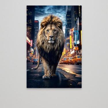 Imagem de Quadro decorativo Lion King city - MeMoldura, Chassi Borda Infinita, 8