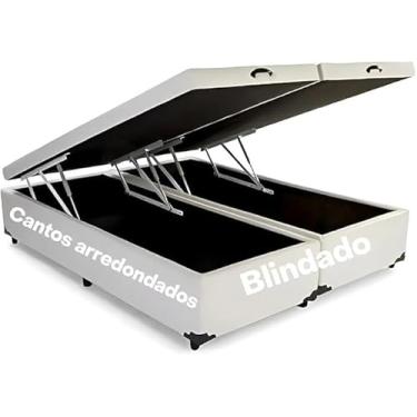 Imagem de Cama Box Baú Bipartida King - Blindada, Super Reforçada (Courino Cinza)
