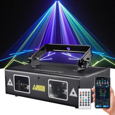 Imagem de Gruolin Luz Laser Para Dj Com Controle Por Aplicativo, Projetor De Máquina Laser Para Palco De Animação 3D, Suporte Para Desenho Personalizado, Reprodução De Texto, Programa Personalizado, Som Music