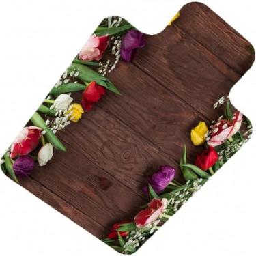 Imagem de Tábuas de madeira, tapete de cadeira de escritório com bordo, tábuas de madeira antiga estilo rústico com padrão floral, protege o piso de madeira sob mesas, tapetes para escritório, casa e pisos de