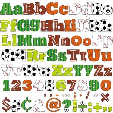 Imagem de 260 peças, quadro de avisos para sala de aula, conjunto de letras de 10 cm, conjunto de cartas esportivas, futebol, futebol, sala de aula, alfabeto, números, símbolos, letras para quadro de avisos