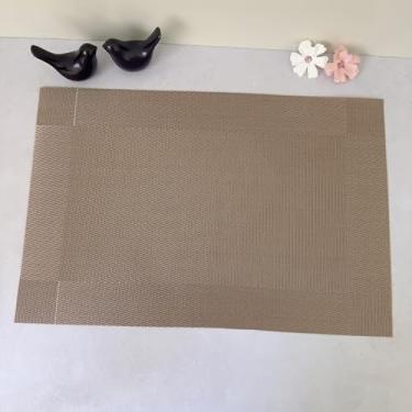 Imagem de Kit 6 Pçs Jogo Americano Retangular de Mesa Posta Jantar Descanso Prato Cozinha (Marrom Claro Mod C)