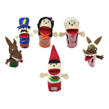 Imagem de Fantoches Historia Chapeuzinho Vermelho De Mão 25cm Kit Tecido Feltro 