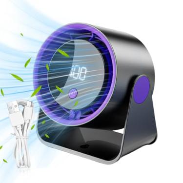 Imagem de Ventoinhas Pequenas Para Secretária | Ventilador Portátil 100 Velocidades USB Recarregável - Circulador De Ar Com Display LED Para Carro Quarto RV Camping Dormitório Viagens