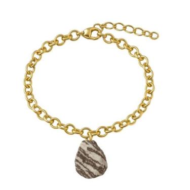 Imagem de Pulseira de Jaspe Zebra - Cristal Natural, Banho Ouro 18k