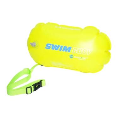 Imagem de YIJU Boia de natação aquática, boia de reboque, bolsa de ar dupla para treinamento, atividades ao ar livre, triatletas, mergulho com snorkel, Amarelo