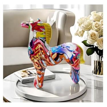 Imagem de Escultura de pônei de graffiti, ornamento artístico, estatuetas colecionáveis criativas, estátuas de resina, artesanato, berçário, mesa, escritório, loja, decoração de arte, móveis (grafite)