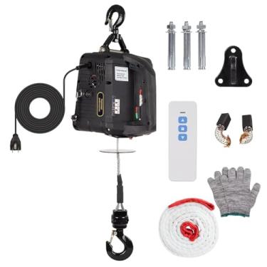 Imagem de Guincho portátil 2 em 1, guincho elétrico de 499 kg, guincho elétrico portátil, guindaste de 12 m de altura, gancho de guincho, polia de elevação com fio e controle remoto para reboque de elevação