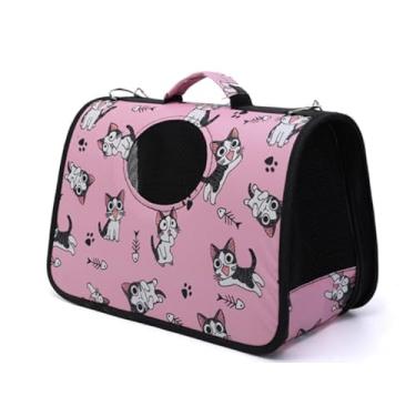 Imagem de Bolsa de Transporte Pet Rosa Estampada – Casinha Portátil para Cães e Gatos, Até 5Kg Ventilada, Dobrável, Ideal para Viagens e Passeios (Rosa)