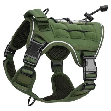 Imagem de Peitoral tático resistente para cães grandes, colete refletivo ajustável sem puxão com sistema Molle, controle de nível militar K9 para treinamento de serviço, atividades ao ar livre e mais de 10