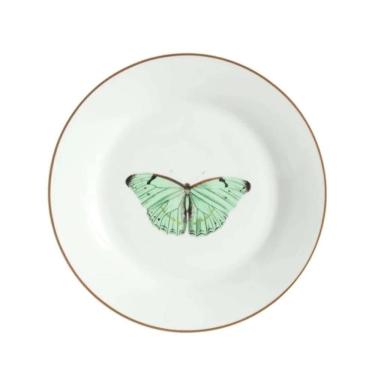 Imagem de Prato Para Sobremesa Borboleta Porcelana Cerâmica 19cm Branco