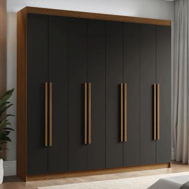 Imagem de Guarda-Roupa Casal 8 Portas Batentes Rustic/Preto/Rustic Venus Madesa