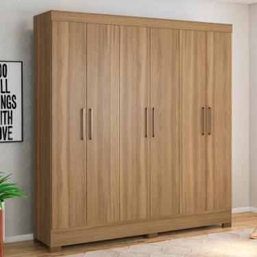 Imagem de Guarda Roupa Casal 6 Portas E 3 Gavetas Prático Amêndola Touch