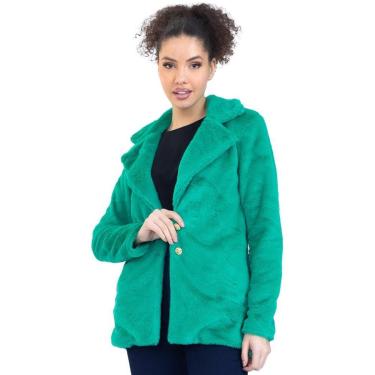 Imagem de Casaco Onça Preta Alongado De Pelo IV23 Verde Feminino-Feminino