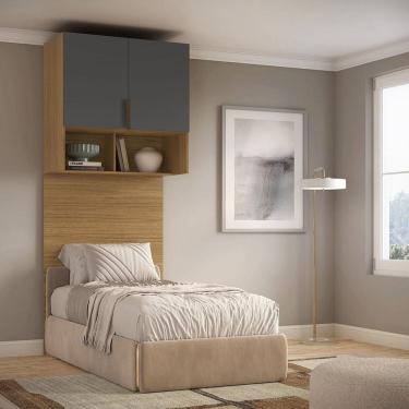 Imagem de Módulo Aéreo Solteiro com Cabeceira Clean Altezza Freijó/Titânio