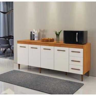 Imagem de Balcão Atenas 4 Portas 3 Gavetas Kaiki Móveis - Nature/Off