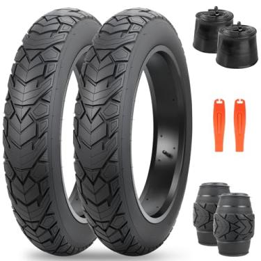 Imagem de Pneu gordo 20/26 x 4.0 para mountain bike Fat Tire Bike (preto, pacote com 2 com tubo interno, 66 x 10 cm)