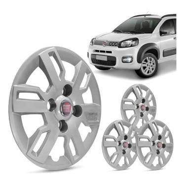 Imagem de Jogo Calota Aro 13 Uno Way Uno Mille Palio 2013 2014 2015 Emblema vermelho