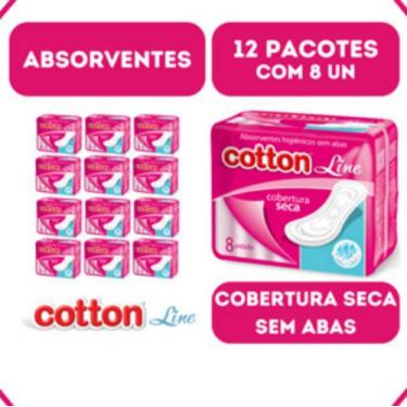 Imagem de Absorvente Cotton Cobertura Seca - Sem Aba - Kit 12 - 8un