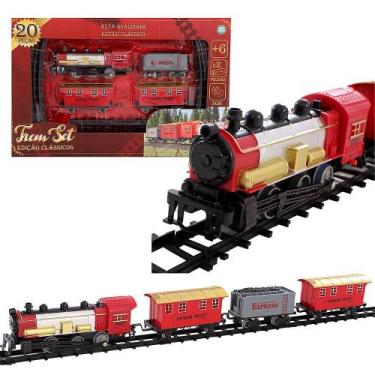 Imagem de Brinquedo Infantil Trem Set Clássico à Pilhas com Som - Cor Vermelho -