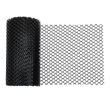 Imagem de OLYCRAFT Cerca de arame de galinha de plástico preto de 40 m x 20 cm, cerca de malha para aves de capoeira com laço de cabo, rede de cerca de proteção, arame hexagonal, malha de plástico, rede