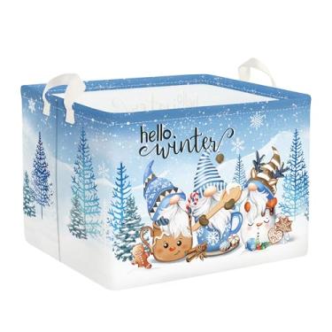 Imagem de Clastyle Gnomo de Natal, cesto de roupa suja para bebês, floco de neve, cesta de armazenamento infantil, caixa de presente para meninos e meninas, caixa de brinquedos dobrável, organizador de roupas