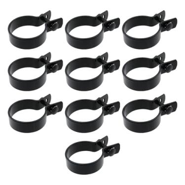 Imagem de Tighall Pacote com 10 faixas de suporte para cercas de elos de corrente com parafusos e porcas, pulseira de corrente preta, grampos de cerca de ferro, fácil instalação de encaixe (5 cm OD)