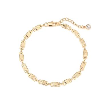 Imagem de BENEIGE Pulseiras femininas de ouro 14 k com clipe de papel, pulseiras ajustáveis para mulheres, pulseira delicada feita à mão, one size, Latão, Pedra preciosa de zircônia
