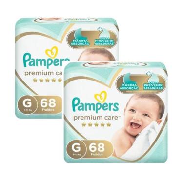 Imagem de Kit 2 fralda pampers premium g 68