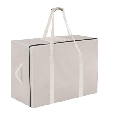 Imagem de Klmnop Bolsa dobrável de armazenamento de colchão, estojo de transporte resistente 600D com janela de PVC para cama de hóspedes dobrável em três dobras (serve para colchões Twin e Twin XL de 15 cm