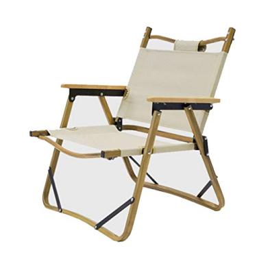 Imagem de ZZTWER Cadeira portátil de acampamento ao ar livre, cadeira de acampamento portátil, cadeira de acampamento grande dobrável ao ar livre com apoios de braço de madeira, cadeira de lazer, cadeira de