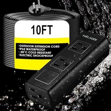 Imagem de Cabo de extensão externo à prova de intempéries ao ar livre 3 tomadas, à prova d'água, protetor contra surtos