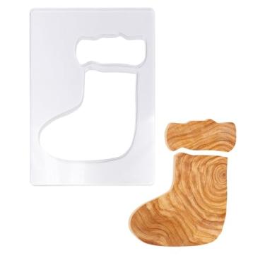 Imagem de Modelos de roteador de acrílico de Natal com formato de meia para carpintaria de férias, kit de artesanato decorativo de férias, ideias de presente faça você mesmo, estênceis para marcenaria para