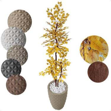 Imagem de Arvore artificial Ficus Amarelo Figueira Grande Vaso Decoração - Flor 
