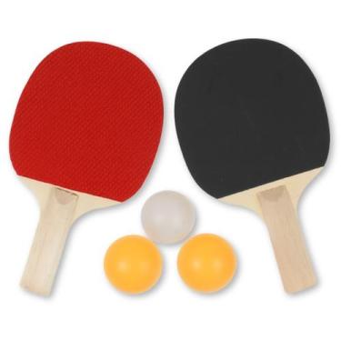 Imagem de Kit Ping Pong Mesa 2 Raquetes 3 Bolinhas Divertido Resistente - Zein